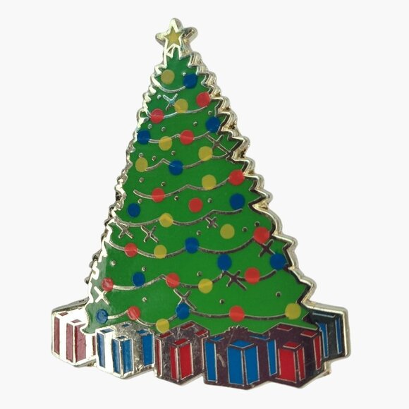 Christmas Tree Enamel Pin Lapel Badge Holiday Jewelry Pinback - Picture 3 of 7